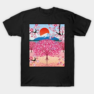 Japanese Sakura Tree Pink Flower Japan Cherry Blossom T-Shirt